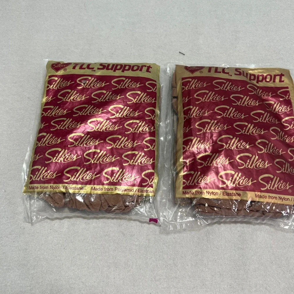 Silkies TLC Support Pantyhose Honey Beige Set of 2 Medium Vintage Total Leg #222